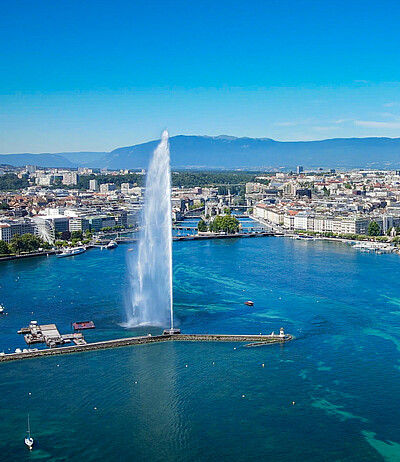 Aeial view over Lake Geneva in Switzerland