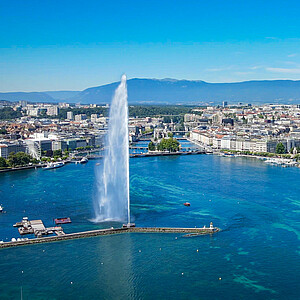 Aeial view over Lake Geneva in Switzerland